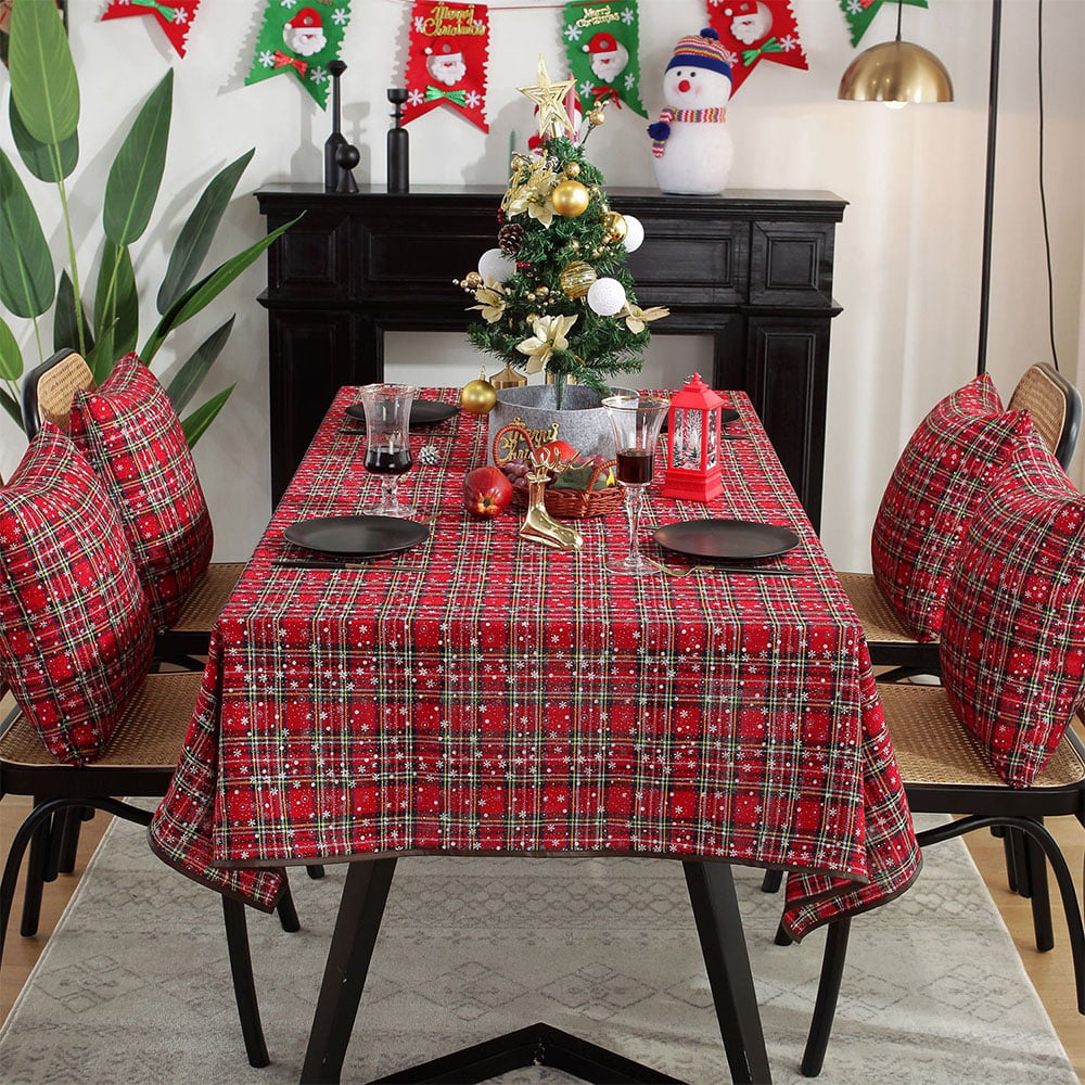 54" X 72" HOLIDAY TABLE COVER CLOTH PLASTIC REUSABLE MERRY CHRISTMAS TABLECLOTH 