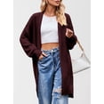 thumbnail image 6 of Long Cardigan Sweaters for Women Fall Trendy Oversized Open Front Winter Coat Wine Red S, 6 of 8