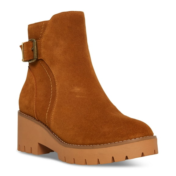 Aqua College Womens Desiree Lug Waterproof Cognac Suede 7.5M