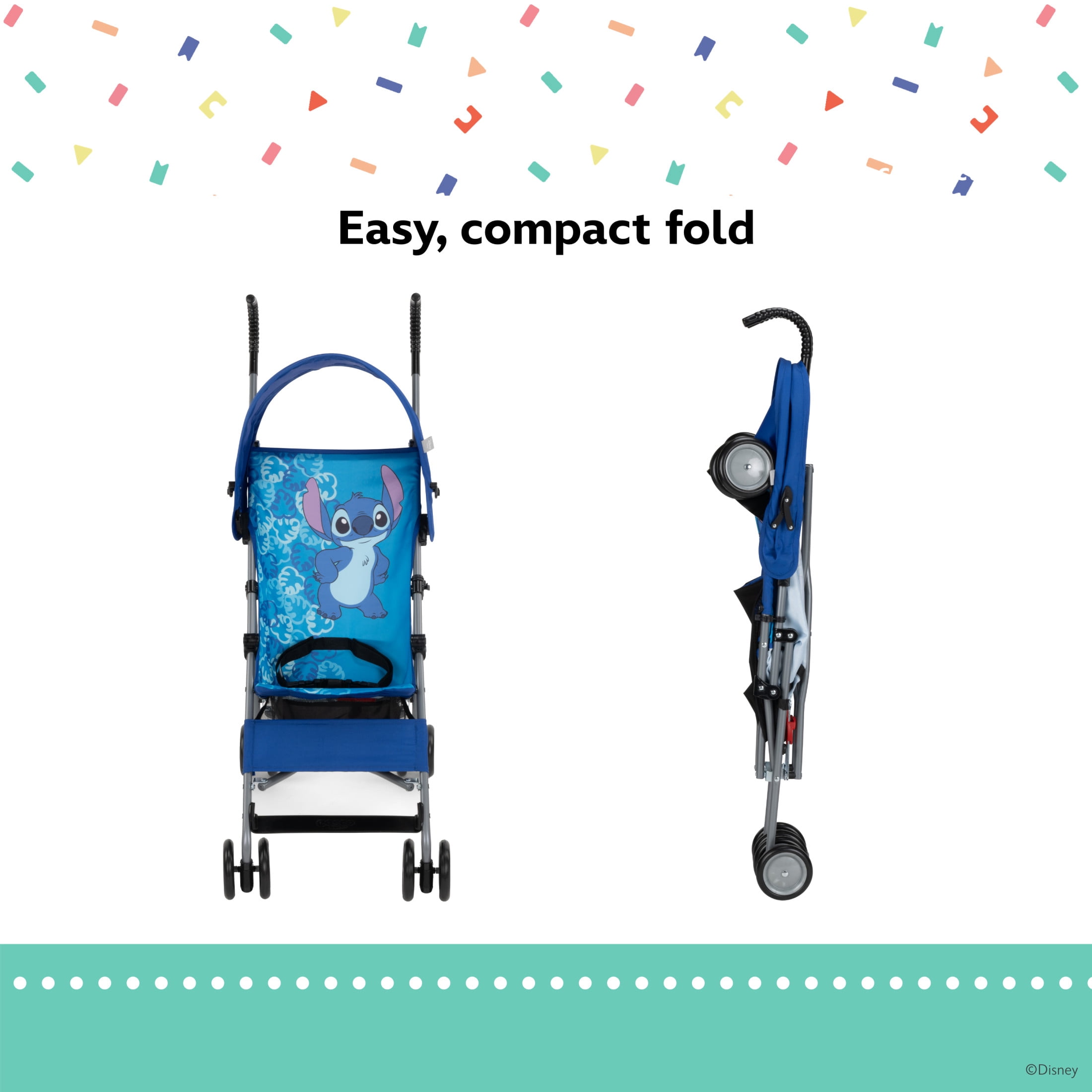 Disney Baby Comfort Height Character Toddler Umbrella Stroller with Basket, Tropical Stitch