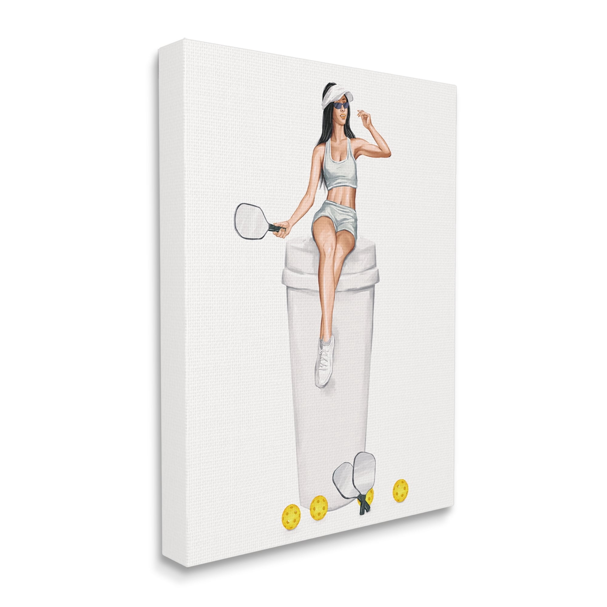 Stupell Industries Athletic Tennis Girl Coffee Cup Beauty & Fashion Painting Gallery Wrapped Canvas Print Wall Art