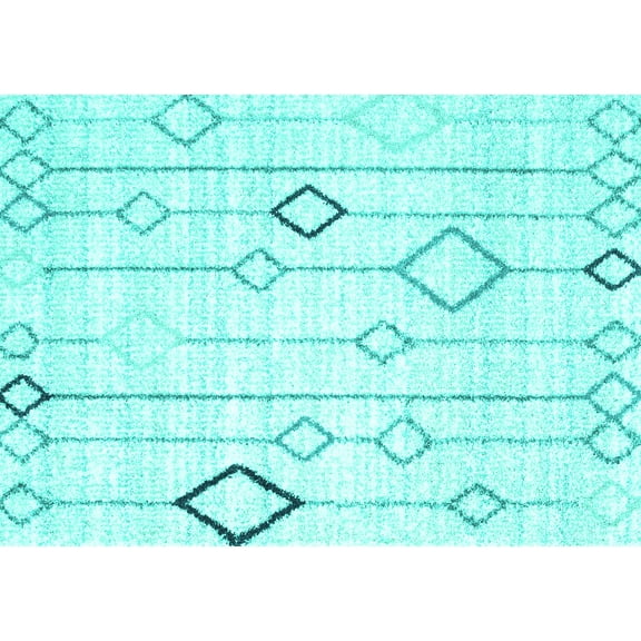 Ahgly Company Indoor Rectangle Solid Turquoise Blue Modern Area Rugs, 7' x 9'
