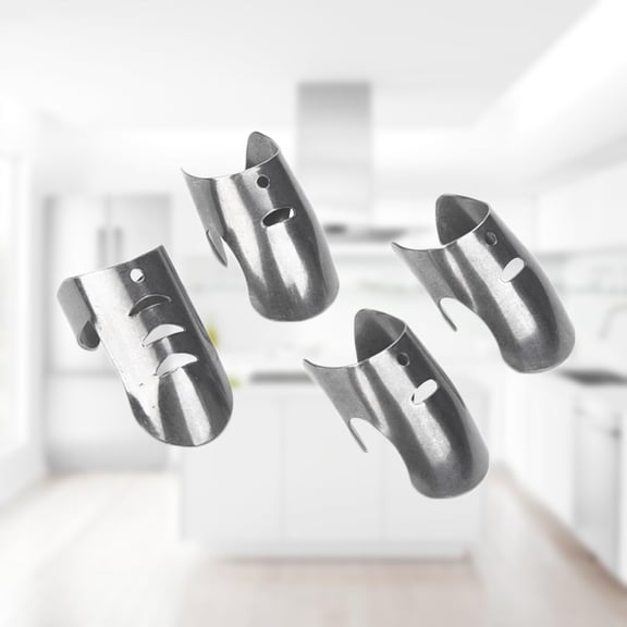 HEALEEP Finger Guard for Peeling 4Pcs Kitchen Tool Finger Protectors Adjustable Size Stainless Steel