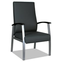 Alera metaLounge Series High-Back Guest Chair, 25" x 26.37" x 43.7", Black Seat/Black Back, Silver Base -ALEML2419
