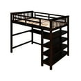 thumbnail image 6 of Wood Loft Bed with Storage Shelves and Desk, Storage Shelf, Full-Length guardrail, Space-Saving Design with Bookcase, No Box Spring Needed, 6 of 7