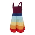 thumbnail image 3 of Franhais Mother Daughter Matching Dress Rainbow Stripe Printed Spaghetti Strap Family Clothes, 3 of 9