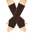thumbnail image 2 of Bibifish Womens Arm Warmers Winter Warm Knitted Gloves With Cable Knit Pattern Solid Color Soft Comfy Daily Wear Outdoor Activities Gloves, 2 of 4