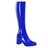 Womens Go Go Boots 3 Inch Block Heel Blue Knee High Boots Stretch Costume Shoes