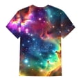 thumbnail image 6 of Blue Womens Tops Women's 3D Galaxy Print T Shirts Glitter Shirts Blouse Fashionable Starry Summer Shirts Round Neck Short Sleeve Tops for Carnival s Shirts for Women, 6 of 6
