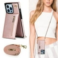 thumbnail image 3 of Case for iPhone 15 Pro Max Wallet Case, Crossbody Phone Purse with Card Holder for Women Girls, Zipper Classic PU Leather Flip Cover with Shoulder Strap for iPhone 15 Pro Max, Rosegold, 3 of 12