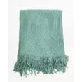 thumbnail image 2 of Fennco Styles Irregular Rhombus Diamond Knit Fringe Throw Blanket 50" W x 60" L – Eucalyptus Geometric Woven Blanket for Couch, Bedroom and Living Room Décor, 2 of 4