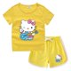 thumbnail image 3 of Hello Kitty-Camiseta informal con cuello redondo y pantalones cortos para niños y niñas, conjunto de camisa de fondo absorbente de algodón puro, informal, 3 of 5