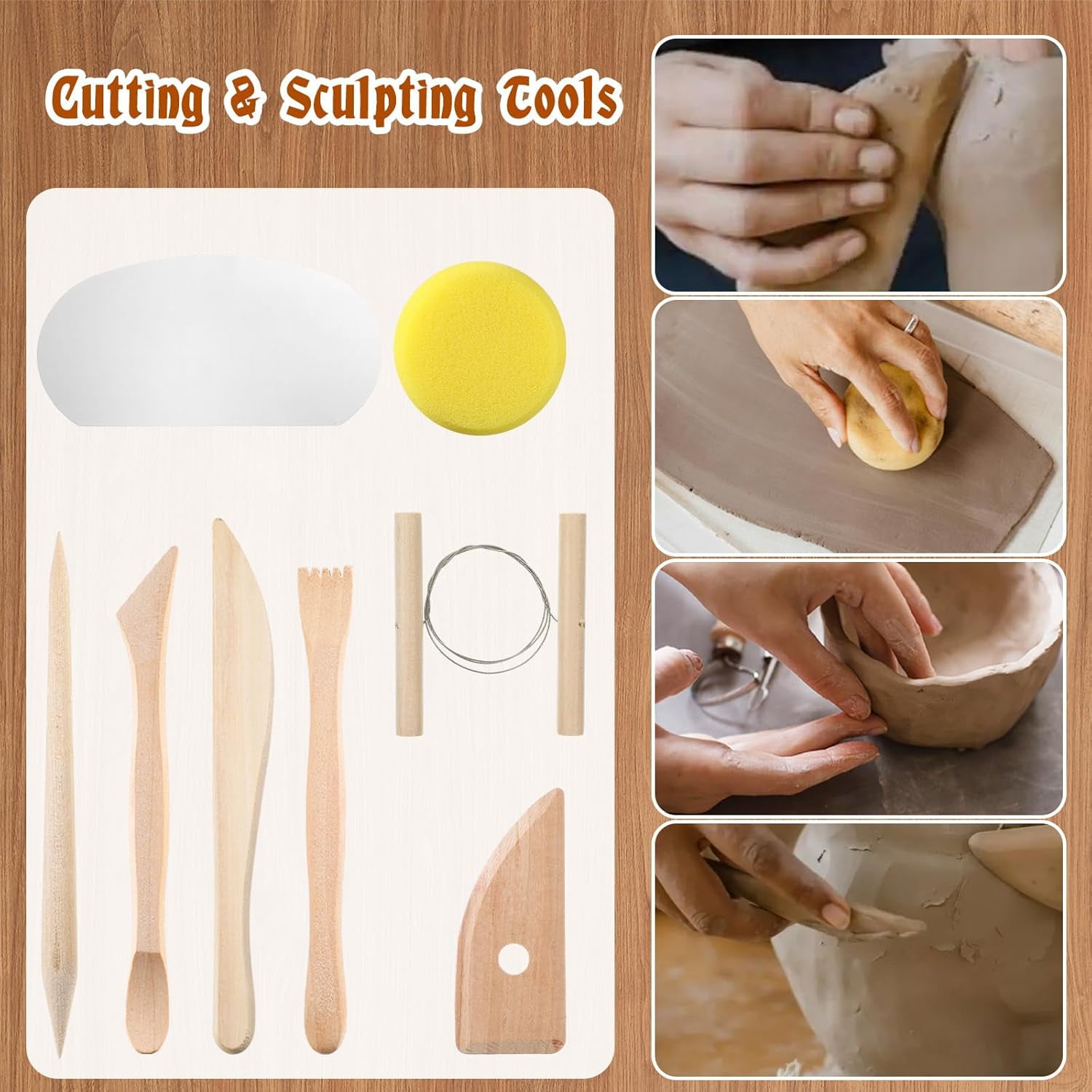Clay Tools, 40PCS Pottery Tools Polymer Clay Tools Clay Sculpting Tools with Carrying Case Bag for Stippling Carving Molding Shaping Clay Crafts Birthday Gift for Trimming Beginners Hobbyists Artists