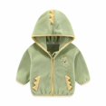 thumbnail image 2 of Mikilon Kids Shaker Fleece Hooded Jackets Solid Color Cute Dinosaur Print Zipper Jackets Long Sleeve Warm Jackets ,Size 11 Months-8 Years, 2 of 4