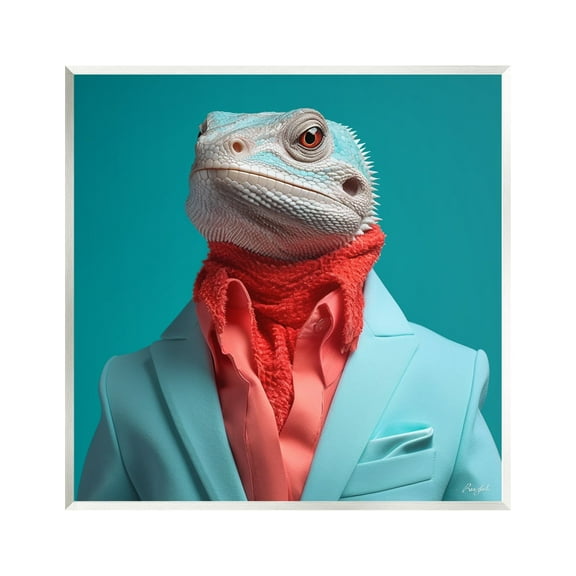 Stupell Industries Trendy Iguana Portrait Animals & Insects Painting Unframed Art Print Wall Art, 12 x 12