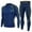 Dark Blue, variant on Fanxing Men's Compression Shirt Set Long Sleeve Workout Set Compression Pants Top Long Sleeve Base Layer