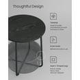 thumbnail image 4 of Round End Side Table with Fabric Storage Basket Bedside Table Nightstand for Living Room Bedroom Ebony Black and Slate Gray, 4 of 9