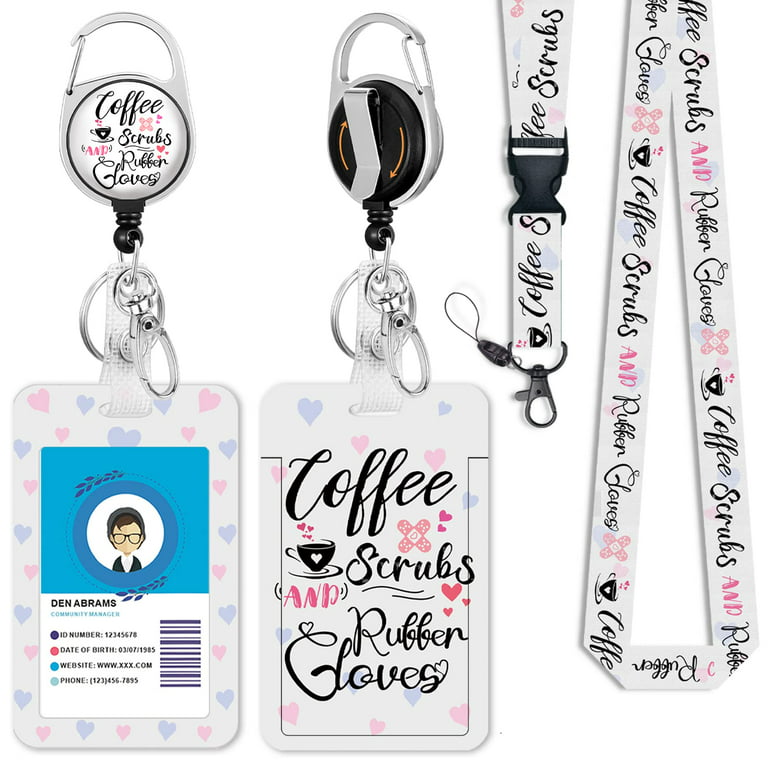Funny Nurse Badge Reel Retractable with 360 Degrees Rotate Carabiner Clip  Heavy Duty, Coffee Scrubs ID Badge Holder with Detachable Lanyard, ID  Holder ID Clip Name Badge Clip Keychain, Nurse Gifts 