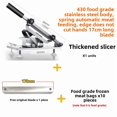 thumbnail image 1 of Manual Frozen Meat Slicer: Multi-Functional Kitchen Tool for Home & Commercial Use with Automatic Meat Feeding, 10 Food-Grade Freezer Bags, and Original Blade – Modern Compact Design, Efficient, 1 of 6