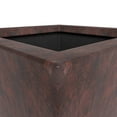 thumbnail image 4 of LeisureMod Serene Mid-Century Modern Fiberstone and Clay Planter - Tapered Square Plant Pot with Drainage Holes for Indoor and Outdoor Home (Brown, 21" Height), 4 of 6