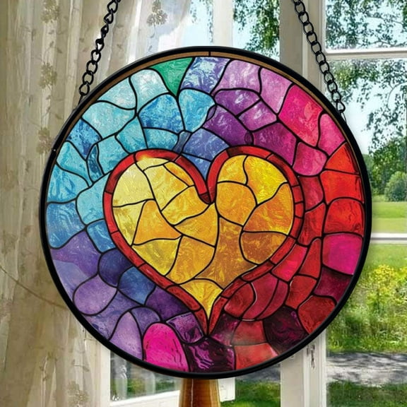 Rainbow Heart: Stained Glass-Style Christmas Ornament - Made With Real Glass, Stained Glass Ornament 2025, Holiday Decoration, Seasonal Keepsake Gift, Unique Collectible, Window