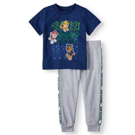 Paw Patrol Short Sleeve Graphic T-shirt & Taped Drawstring Fleece Jogger, 2pc Outfit Sets (Toddler Boys)