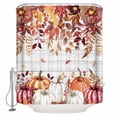 thumbnail image 2 of Thanksgiving Waterproof Fabric Shower Curtain, Fall White Orange Pumpkin Leaves Wooden Shower Curtain for Bathroom Curtains Bathtubs Hotel Washable Shower Curtains with 12 Hooks Small 36x72in, 2 of 6