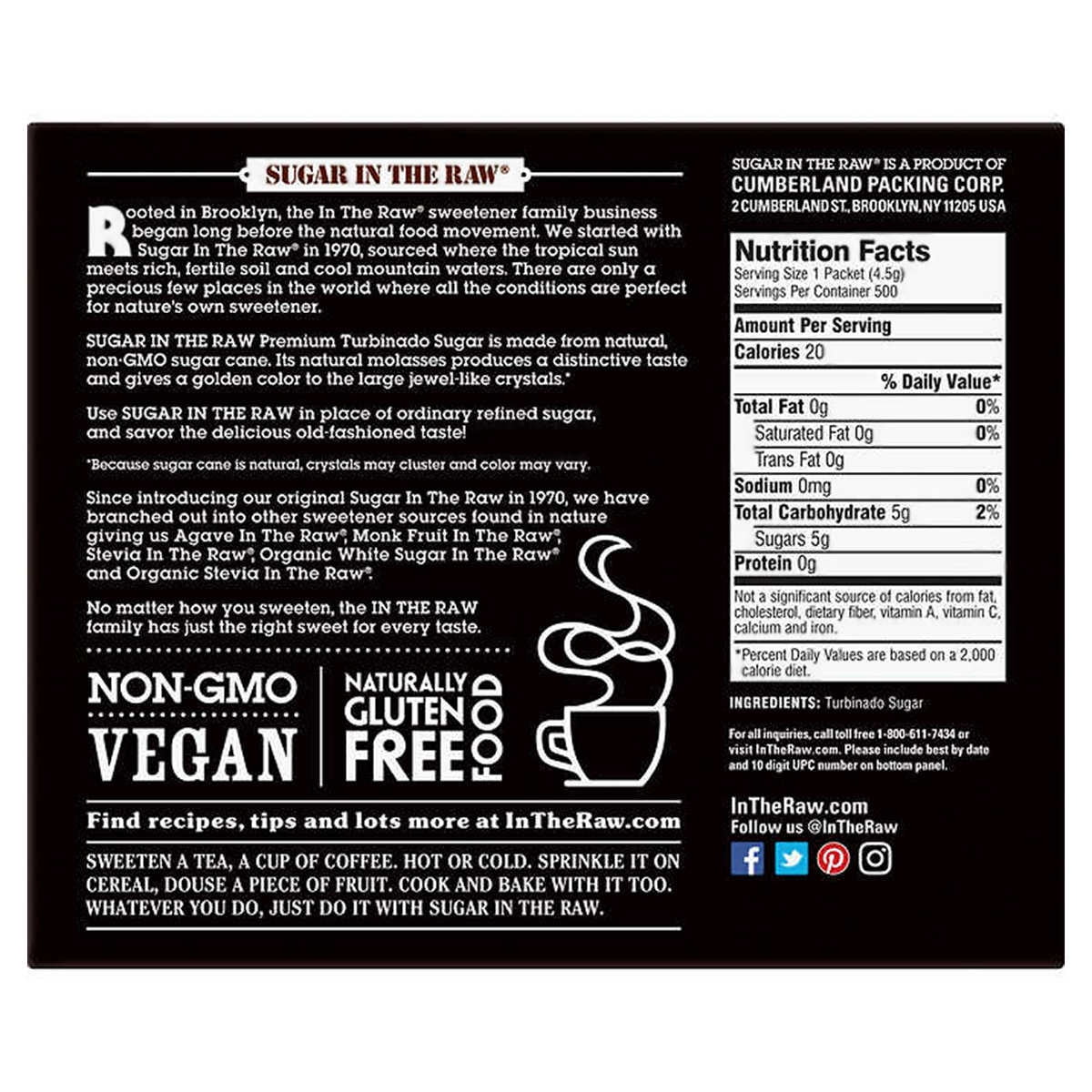 Sugar in the Raw Turbinado Cane Sugar, 4.5 g, 500 Count