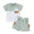thumbnail image 4 of Xudanell Newborn Outfits Baby Boy Cute Summer Clothes Color Block Print Short Sleeve Round Neck T-Shirt with Shorts Green 18-24 Months, 4 of 4