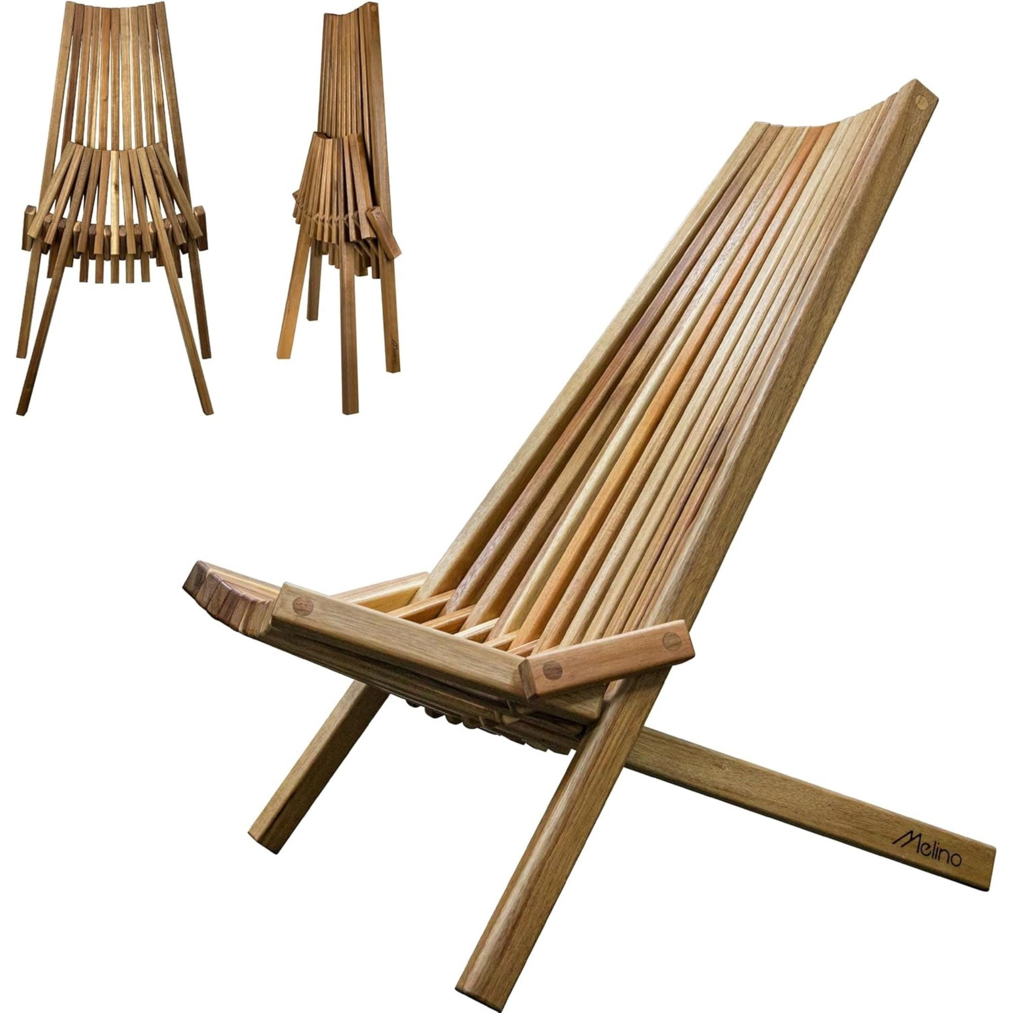 Melino Wooden Folding Tamarack Chairs, FSC Certified Acacia Low