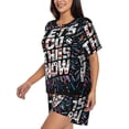 thumbnail image 2 of Rateoe Geometric Sports Energetic Burst Pattern Women's Short-Sleeved Pajama Set - 2 Piece Soft and Lightweight Sleepwear Set-4X-Large, 2 of 7