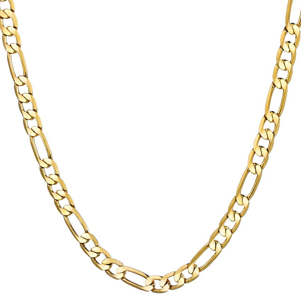 6mm Wide Mens Boys Yellow Gold Filled Figaro Link Necklace Chain ...