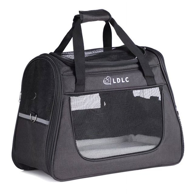 Bolso para mascotas, bolso portátil para mascotas con ventana lateral de malla transparente grande, bolso de viaje con un hombro, bolso portátil para gatos negros