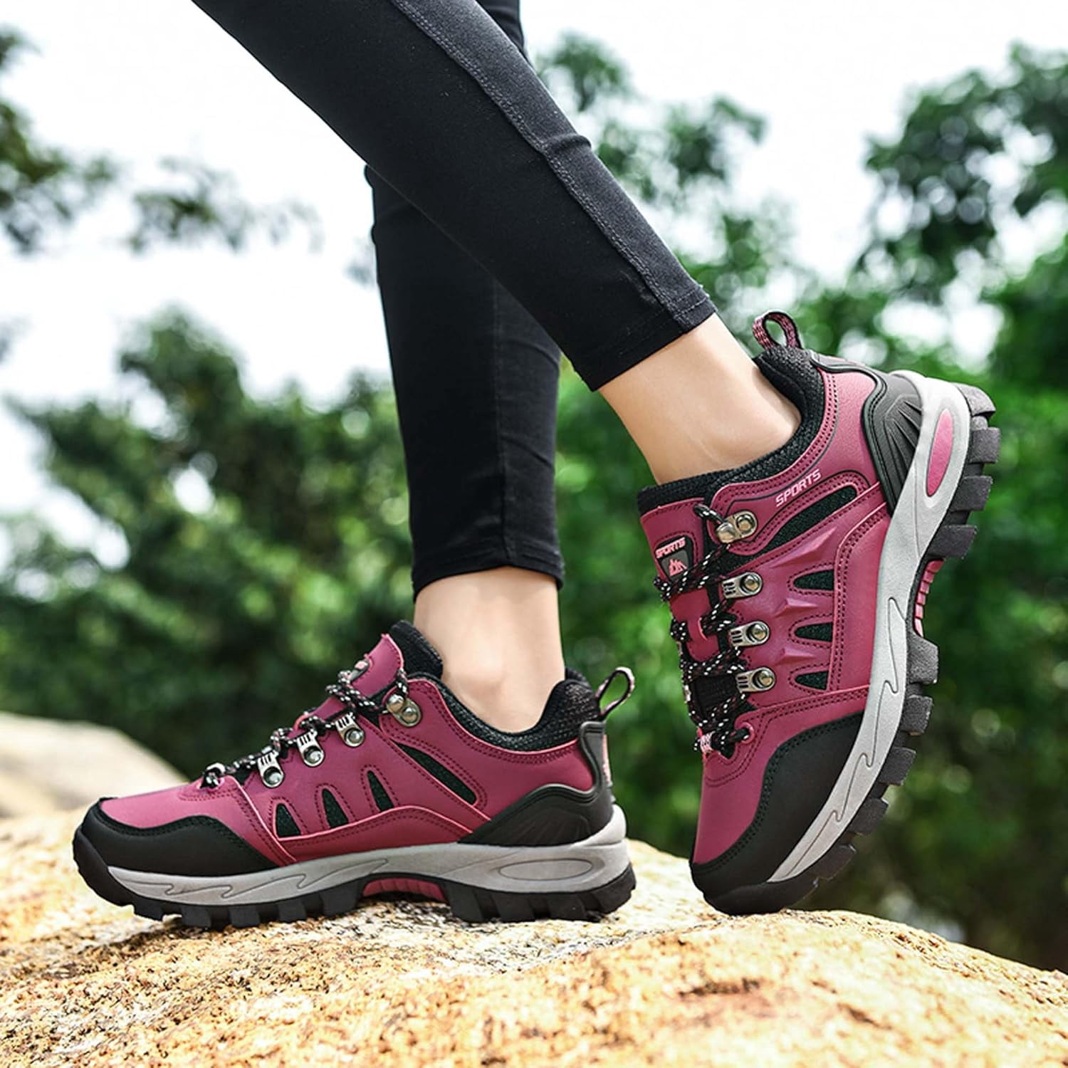 Men's Women's Waterproof Hiking Shoes Non-Slip Breathable Climbing Shoes Outdoor Sports Shoes Comfortable Lightweight Travel Camping Walking Shoes