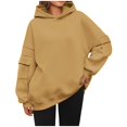 thumbnail image 2 of Xunlbb Sweatshirt for Women,Women's Solid Color Long Sleeved Pocket Loose Hooded Top Sweatshirt,Size S-2XL, 2 of 6