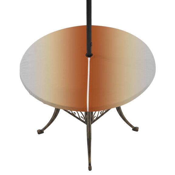Round Outdoor Tablecloth with Umbrella Hole and Zipper, Burnt Orange Grey Ombre Tablecloth with Elastic Waterproof, Farmhouse Gradient Minimalist Patio Table Covers for 45" - 54" Picnic Pool Tables