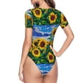 thumbnail image 4 of Fotbe Women Short Sleeve Bodysuit Round Neck Landscape With Sunflowers Bodysuit For Women Round Neck Scoop Neck Long Sleeve Stretch Tops Jumpsuit-Small, 4 of 9