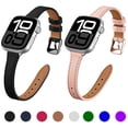 thumbnail image 2 of Slim Genuine Leather Strap for Apple Watch band series 10 46mm 41mm 38mm 40mm Wrist bracelet for iWAtch SE 7 6 5 4 3 40mm/41mm (11 orange white,38 40 41mm(S10 42mm)), 2 of 7