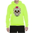 thumbnail image 2 of Wild Bobby Day Of The Dead Sugar Skull Pop Culture Unisex Graphic Hoodie Sweatshirt, Safety Green, Large, 2 of 5