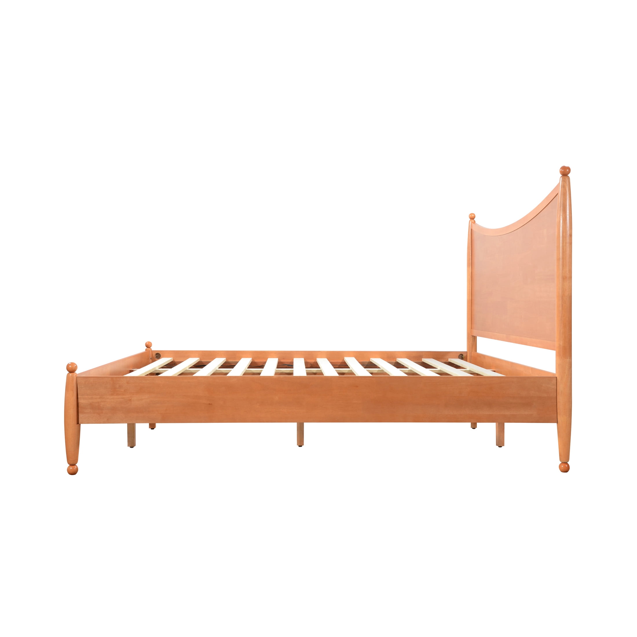 Christopher Knight Home King Platform Bed Frame with Curved Headboard, Solid Wood, Honey Oak