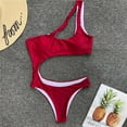 thumbnail image 6 of Women Bathing Suits One Piece Bathing Suit for Women Women One Shoulder Cutout High Waisted Bikini Set Crisscross 2 Piece Swimsuit Bathing Suit, 6 of 7