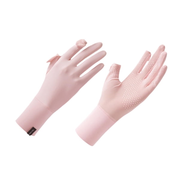 Guantes de protección solar para mujer, pantalla táctil, verano, antideslizantes, finos, bloqueador solar. Rosa