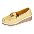 thumbnail image 5 of Wedge Loafers for Women Platform Cute Dress Casual Business Shoes Comfortable Lightweight Slip on Work Shoes with Gold Chain Yellow Size 6.5, 5 of 5