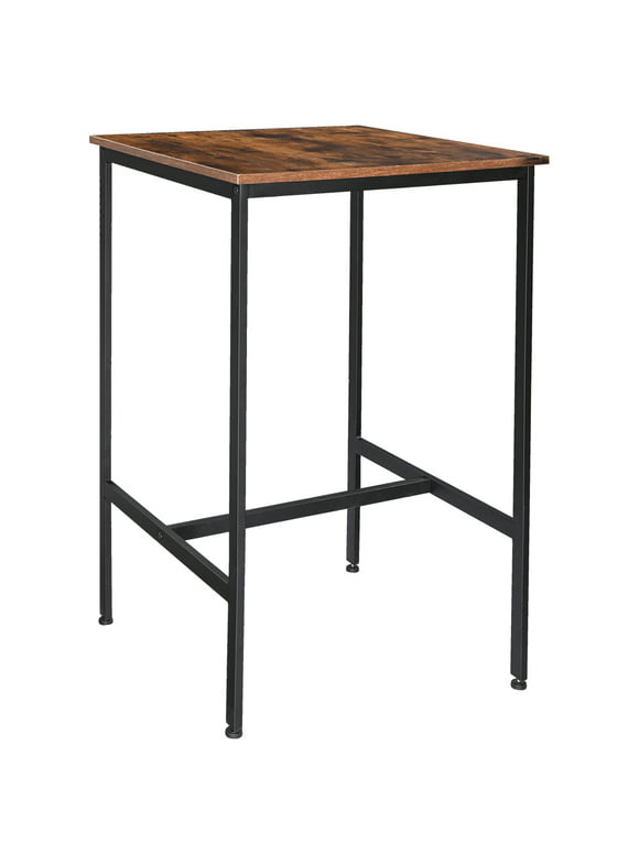 RokiaTek Bar TableSmall Kitchen Table High Top Pub Table Height Sturdy Table for Living Dining Room Party Rustic Brown