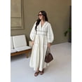 thumbnail image 2 of Boho Maxi Dress with Embroidery (S, Brown), 2 of 6