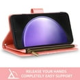 thumbnail image 5 of Compatible with Samsung Galaxy S23 FE 5G Wallet Phone Case and Tempered Glass Screen Protector Flower Faux Leather Flip Credit Card Holder Stand Zipper Cell Cover for S 23 EF S23FE 23S Women Pink, 5 of 9