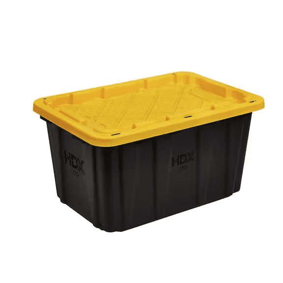 27 Gallon Heavy Duty Storage Bins with Lids, Stackable Tough Plastic Storage Tote Containers for Garage, Moving & Home Organization, Black,