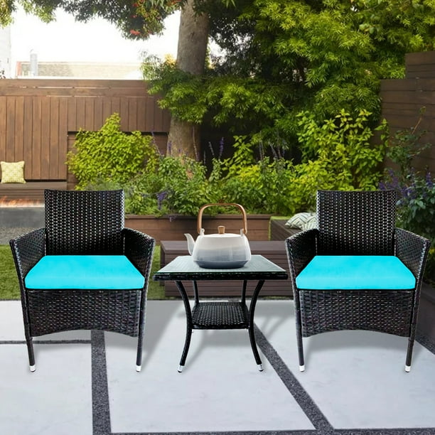 Yofe 3 Piece Outdoor Patio Furniture Set Pe Rattan Conversation Bistro With 2 Cushioned Single Chairs And Coffee Table All Weather Modern Blue Y0452 Com Yofe 3 Piece Outdoor Patio Furniture, All Modern Outdoor Furniture