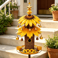 thumbnail image 2 of Christmas Tree Bird Feeder Festive Backyard Holiday Decor, Hanging Reinforced Metal Wild Bird Seed Feeder with Star Topper & Bells for Outdoor Garden Porch Sunflower Harvest Feeder, 2 of 3