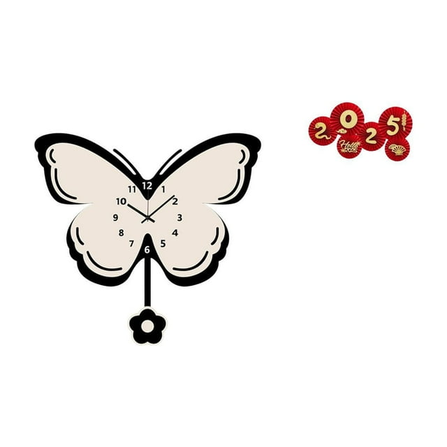 Reloj de pared acrílico de mariposa para oficina, comedor, habitación de niños, con decoraciones de de papel de año Nuevo chino,
